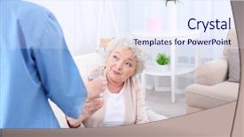  Presentation with water glass - Cool new slide set with nurse giving glass of water backdrop and a sky blue colored foreground