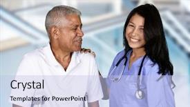  Presentation with physical therapy - Theme featuring nurse giving physical therapy background and a light blue colored foreground