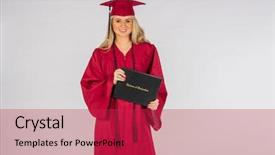  Presentation with diploma - Presentation with nurse graduate - gorgeous blonde model posing background and a red colored foreground