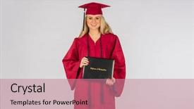  Presentation with diploma - Colorful PPT theme enhanced with nurse graduate - gorgeous blonde model posing backdrop and a coral colored foreground