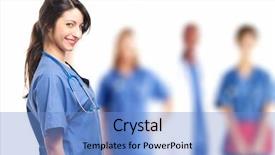  Presentation with nurse team - Presentation theme featuring nurse graduate - portrait of a friendly female background and a  colored foreground