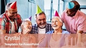  Presentation with retirement party invitation 65th birthday - Audience pleasing PPT layouts consisting of nurse hat - cheerful friends looking at excited backdrop and a coral colored foreground