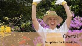  Presentation with gardening homes - Amazing slides having nurse hat - mid adult woman gardening backdrop and a  colored foreground