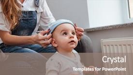  Presentation with nurse care - Amazing slide deck having nurse hat - mother sitting and taking care backdrop and a gray colored foreground