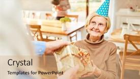  Presentation with happy birthday - Beautiful presentation featuring nurse hat - senior woman is happy backdrop and a coral colored foreground