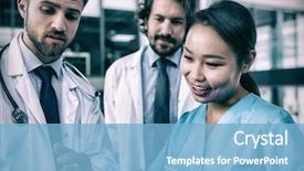  Presentation with discussion - Beautiful presentation theme featuring nurse having discussion in hospital backdrop and a light blue colored foreground