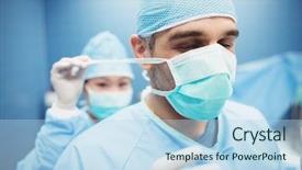  Presentation with surgical nurse - Audience pleasing theme consisting of nurse helping a surgeon backdrop and a light blue colored foreground