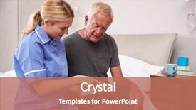  Presentation with helping man - Beautiful theme featuring nurse helping senior man backdrop and a coral colored foreground