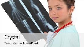  Presentation with nursing to nurse communication - Beautiful slide deck featuring nurse holding a x-ray backdrop and a white colored foreground