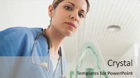  Presentation with mask nurse - Slides featuring call center receptionist operator telephone background and a  colored foreground.