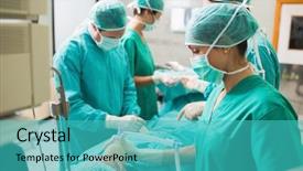  Presentation with theatre mask - Beautiful PPT layouts featuring nurse holding an oxygen backdrop and a teal colored foreground