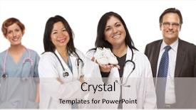  Presentation with baby nurse - PPT layouts consisting of nurse holding out baby shoes background and a soft green colored foreground