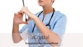  Presentation with syringe - Presentation with nurse holding syringe isolated on white background background and a lemonade colored foreground