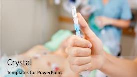  Presentation with hospital safety - Presentation design enhanced with nurse holding syringe with patient background and a lemonade colored foreground