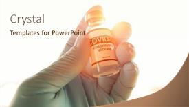  Presentation with covid vaccine - Colorful presentation design enhanced with nurse-holding-the-covid-19 backdrop and a cream colored foreground
