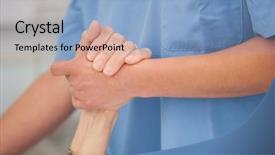  Presentation with elderly care - Colorful slide set enhanced with nurse holding the hands backdrop and a light blue colored foreground