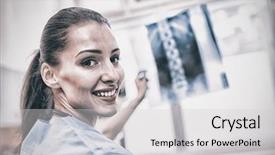  Presentation with nurse and patient holding hands - Beautiful presentation theme featuring nurse holding x-ray report backdrop and a  colored foreground