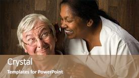  Presentation with home is where the heart is - Amazing PPT theme having nurse in a home talking backdrop and a coral colored foreground