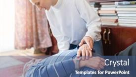  Presentation with senior living - Beautiful slide set featuring nurse-in-assisting-living-program backdrop and a ocean colored foreground