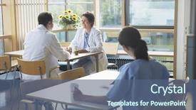  Presentation with male nurse - Beautiful presentation theme featuring nurse in foreground on work backdrop and a ocean colored foreground