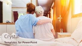  Presentation with hospice - PPT theme with nurse-in-hospice-hugs-elderly background and a lemonade colored foreground