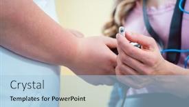  Presentation with endoscopy - Beautiful slide deck featuring nurse-in-hospital-preparing-patient backdrop and a light blue colored foreground