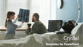  Presentation with scrubs - Slide deck having nurse-in-medical-scrubs-explaining background and a  colored foreground