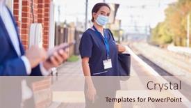  Presentation with mask nurse - PPT layouts with nurse-in-uniform-on-railway background and a lemonade colored foreground