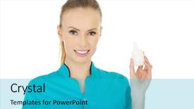  Presentation with hydrogen - PPT theme consisting of nurse in uniform with hydrogen background and a teal colored foreground