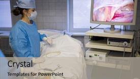 Presentation with laparoscopic surgery - Cool new presentation theme with nurse is helping with surgery backdrop and a light gray colored foreground