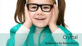  Presentation with hipster girl playing tetris game - Slide set having nurse kids - cute little girl is playing background and a teal colored foreground