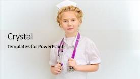  Presentation with kids health - Slide deck featuring nurse kids - pretty little girl playing background and a lemonade colored foreground