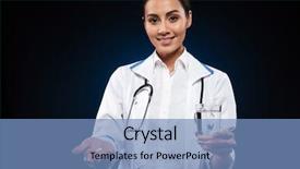  Presentation with water glass - Amazing PPT theme having nurse lady smiling to camera backdrop and a teal colored foreground