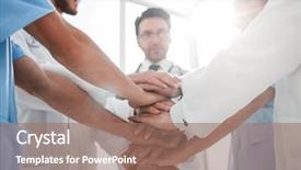  Presentation with together - Beautiful slide deck featuring nurse leader - group of doctors with their backdrop and a coral colored foreground