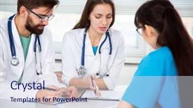  Presentation with pharmacy clinic - Amazing slides having nurse leader - group of doctors backdrop and a sky blue colored foreground