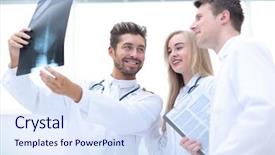  Presentation with radiology - Slide deck with nurse leader - healthcare medical and radiology concept background and a sky blue colored foreground