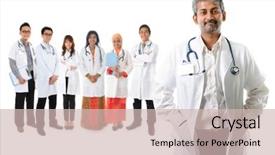  Presentation with medical diversity - Presentation theme with nurse leader - multiracial diversity asian medical team background and a soft green colored foreground