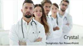  Presentation with medical emergency trauma team - Amazing PPT layouts having nurse leader - portrait of medical team standing backdrop and a light gray colored foreground