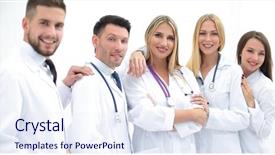  Presentation with nurse team - Audience pleasing PPT layouts consisting of nurse leader - portrait of successful medical team backdrop and a sky blue colored foreground