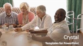  Presentation with senior living - Slide deck enhanced with nurse love - front view of group background and a violet colored foreground