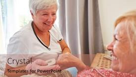  Presentation with oxygen - PPT theme featuring nurse-measures-the-patient-s background and a coral colored foreground