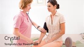  Presentation with blood pressure - Colorful slides enhanced with nurse measuring the patient's backdrop and a coral colored foreground