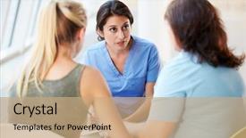  Presentation with teenage girl - Colorful PPT theme enhanced with room wanted - woman stop the alarm backdrop and a light gray colored foreground