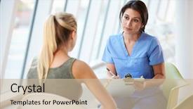  Presentation with teenage girl - Audience pleasing slide deck consisting of nurse meeting with teenage girl backdrop and a soft green colored foreground