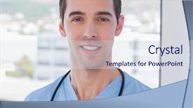  Presentation with cheerful - Cool new presentation theme with nurse men - cheerful handsome practitioner standing backdrop and a  colored foreground