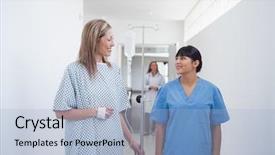  Presentation with healthcare workers - Slide set featuring nurse next to a patient background and a light blue colored foreground