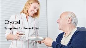  Presentation with nursing law - Slides having nurse nutrition - nursing woman brings a meal background and a light gray colored foreground