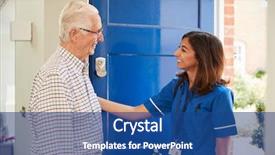 Presentation with man door - Amazing theme having nurse on home visit greeting backdrop and a ocean colored foreground