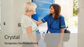  Presentation with nurse - Slides consisting of nurse on home visit greets background and a light gray colored foreground