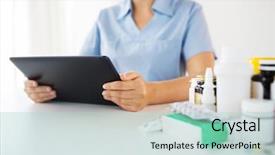  Presentation with healthcare technology - Theme having nurse or doctor with drug background and a  colored foreground